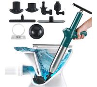 Wenbones Déboucheur Canalisation Haute Pression, Déboucheur Wc Air Comprimé avec 4 Différentes Ventouses, Piston de Toilette pour Déboucher les Toilettes, Baignoire, Drain de sol, Lavabo (Bleu)