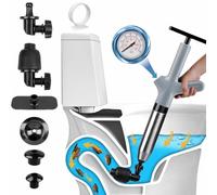 Wenbones Déboucheur Canalisation Haute Pression, Déboucheur Wc Air Comprimé avec 4 Différentes Ventouses, Piston de Toilette pour Déboucher les Toilettes, Baignoire, Drain de sol, Lavabo (NO3)