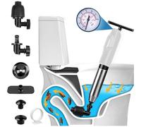Wenbones Déboucheur WC Ventouse Haute Pression avec Baromètre, 3 Têtes de Piston et Gonfleur pour Évier, Baignoire, Douche, 4 Accessoires Complet pour Dégorgement Éfficient (2e, Blanc)