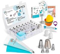 Wenburg Kit de Douille Patisserie Professionnelle - 75 Pièces - Différentes Poches A Douille Patisserie - Douilles à Pâtisserie avec de Nombreux Accessoire Patisserie y Compris E Book (Set Large)