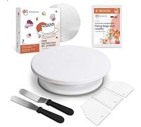Wenburg Kit de Plateau Tournant Gateau - Décorations de Gâteaux avec Plaque Tournante Gateau, Lisseur à Gâteau, Spatules, Planche à Gâteau - Plateau Tournant Patisserie - Kit Gateau (Set Starter)