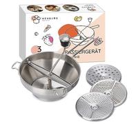 Wenburg Moulin a Legumes Manuel - Moulin à Légumes en Acier Inoxydable avec 3 Couches de Tamis - Convient pour le Lave-Vaisselle - Passeur pour Passer les Fruits & Légumes (19,5 cm)