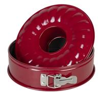 wenco Moule à charnière 26 cm avec fond plat et tube, 2 fonds, moule rond, anti-fuite, anti-adhésif, rouge
