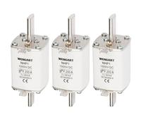 Wengart Lot de 3 Fusibles Photovoltaïques NH1 (NHP1) - 200A gPV - Tension 1000V CC/DC - Haut Pouvoir de Coupure 50kA - Protection pour Onduleurs, Parcs de Batteries et Câbles Solaires