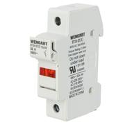 Wengart Porte-Fusible AC 10x38 mm - 1 Pôle avec Voyant de Défaut LED - Pour Cartouches RT18 / RO15 - Montage Rail DIN - Protection Circuits CA (230V/400V) - RT18-32X
