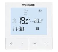 Wengart Thermostat d'Ambiance 230V 3A - pour Chauffage au Sol Hydraulique - Adapté aux Boîtes d'Encastrement Rondes 60mm - Sortie Alimentée NC/NO - Écran LCD Programmable - WG372