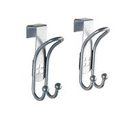 WENKO 22697100 Lot de 2 Crochet de Porte perforé Acier Argent 3,2 x 6 x 9,5 cm