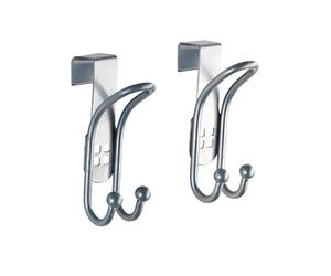 WENKO 22697100 Lot de 2 Crochet de Porte perforé Acier Argent 3,2 x 6 x 9,5 cm