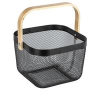 WENKO 24755100 panier à linge Carré Bambou, Acier Bambou, Noir
