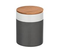 WENKO 54091100 Boîte de Rangement Malta avec Couvercle en Bambou, Capacité : 0,95 L, Céramique, 11 x 14,5 x 11 cm, Gris/Blanc