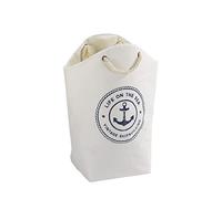 Wenko Panier à linge Sylt – design marin – 58 x 32 x 4,5 cm – Beige