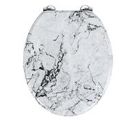WENKO Abattant Onyx - Siège de WC avec fixation en acier inox, MDF, 34.5 x 41 cm, Blanc