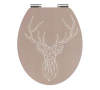 WENKO Abattant Premium Stag - Abattant WC avec système d'abaissement automatique, MDF, 37.5 x 44 cm, Multicolore