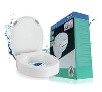 WENKO Abattant réhausseur WC Secura Comfort | Réhausseur WC adulte 8cm | Frein de chute | Jusqu'à 300 kg | Poignée caoutchoutée | Fixation facile inox | Duroplast hygiènique | 37x43,5 cm | Blanc