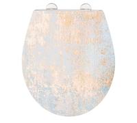 WENKO Abattant WC Agat | Reflet doré Tendance | Frein de Chute | Installation Facile et Rapide | Tampon Mural et Patin Anti Glisse | Duroplast hygiènique | 38 x 44,5 cm | Doré