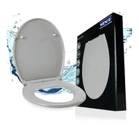 WENKO Abattant WC avec Frein de Chute, abattant WC clipsable avec Fixation INOX, Samos Gris Clair, duroplast