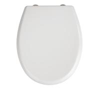 WENKO Abattant WC avec Frein de Chute Gubbio | Abattant WC clipsable avec Fixation INOX | Capacité de Charge jusqu'à 350 kg | Duroplast antibactérien | 37 x 44.5 cm | Blanc