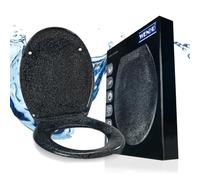 WENKO Abattant WC avec Frein de Chute Premium Ottana | Lunette WC clipsable avec Fixation Facile en Acier INOX | Aspect Pierre natuelle | Duroplast hygiènique, 37.5 x 44.5 cm | Granit