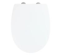 WENKO Abattant WC avec frein de chute Premium Tilos, Abattant WC fixation acier inox clipsable, Thermoplast, 36,5x45 cm, blanc