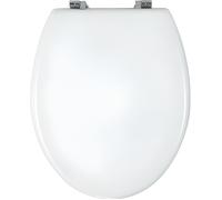 WENKO Abattant WC Bali Blanc, abattant WC avec fixation en acier inox, MDF, 35 x 42 cm, Blanc