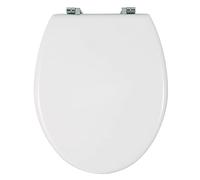 WENKO Abattant WC Bali - fixation en acier inox, MDF, 35 x 42 cm, Blanc