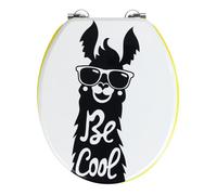 Wenko Abattant WC Be Cool, siège de Toilette Original avec Surface exempte de Pores résistante à l'humidité, Couvercle de WC en MDF, Fixation en Acier INOX, 35,5x42,5 cm, Multicolore