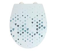 WENKO Abattant WC Cuore avec surface relief, abattant WC avec frein de chute, lunette WC en duroplastique antibactérien hygiénique et incassable, fixation en acier inox, 38x44,5 cm, cœur multicolore