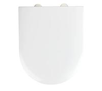 WENKO Abattant WC Exclusive Nr 1 | Siège WC antibactérien en Duroplast avec frein de chute | Dimensions 37 x 46 cm | Couleur blanche et fixation en acier inoxydable matte
