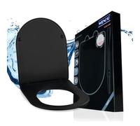 WENKO Abattant WC Galati noir mat | Abattant WC design avec descente amortie Soft-Close en Duroplast | Ultraflat et hygiénique | DIM (L x l) 36 x 46 cm | Couleur noire élégante et moderne