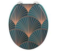 Wenko - Abattant Wc Mdf 'airà Style Art Déco, Abattant Toilettes Fixation Acier Inoxydable, Mdf Certifié Fsc, Nettoyage Facile, 35,5x42,5cm, Turquoise Et Bronze