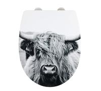 WENKO Abattant WC Original Yak | Lunettes Toilettes avec Frein de Chute Fixation Acier INOX | Patin Anti Glisse | Installation Facile et Rapide | Thermoplastique | 36,5x45 cm | Gris