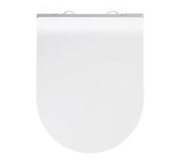 WENKO Siège WC Habos – Thermoplast, Abaissement automatique, Fixation INOX – Blanc 36x46 cm