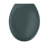 WENKO Abattant WC Premium Ottana Gris foncé Easy-Close - Couvercle de WC antibactérien, abaissement Automatique, Fixation Fix-Clip hygiénique en Acier INOX, Duroplast, 37.5 x 44.5 cm, Gris foncé