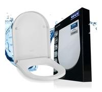 WENKO Abattant WC Premium Palma avec Frein de Chute | Lunette Toilettes clipsable avec Fixation en Acier INOX | Tampon Mural | Duroplast incassable et hygiénique | 35,7 x 46,5 cm | Blanc
