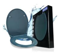 WENKO Abattant WC Samos avec Frein de Chute | Lunette Toilettes clipsable avec Fixation INOX | Installation Facile et Rapide | Duroplast hygiénique | 37,5x44,5 cm | Bleu Ardoise