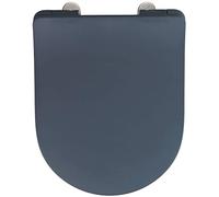 WENKO Abattant WC Sedilo | Lunettes WC avec Frein de Chute | Installation Rapide | Déclipsable pour Entretien Facile | Tampon Mural | Assise jusqu'à 300kg| Duroplastique | 36,2 x 45,2 cm| Gris Mat