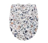 WENKO Abattant WC Terrazzo, surface haut brillant, couvercle de WC avec système d'abaissement automatique, en thermoplastique résistant à la cassure, dimensions (L x l) : 36,5 x 45 cm, multicolore