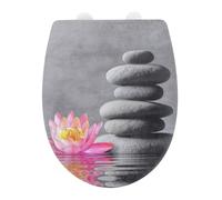 WENKO Abattant WC Water Lily, surface structurée, couvercle de WC avec système d'abaissement automatique, en thermoplastique résistant à la cassure, 36,5 x 45 cm, multicolore