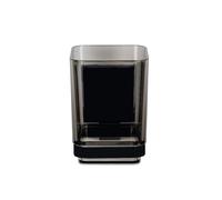 WENKO Porte-Brosse à Dents sans perçage | Support Mural Vacuum-Loc Quadro Noir en INOX | Gobelet à Brosse à Dents en Plastique Transparent | DIM (l x h x p) 7,5 x 10 x 10 cm | Noir élégant