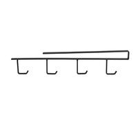 WENKO Accroche-tasses pour étagère pour 4 tasses - Module d'armoire cuisine pour 4 tasses, Métal, 1.5 x 7 x 33 cm, Noir