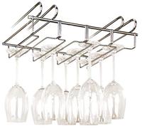 WENKO Accroche-verres pour étagère - pour 12 verres, Métal chromé, 34 x 8 x 25 cm, Argent brillant