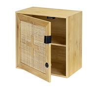 WENKO Allegre Armoire à médicaments verrouillable en Bambou et rotin tressé Style bohème avec Fixations 30 x 30 x 17,8 cm Naturel