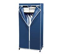WENKO Armoire en Tissu Air | Penderie Stable en Tissu| avec étagère et Tringle | Fermeture éclair sur Toute la Hauteur |Structure métallique Robuste | Charge 10 kg | Polyester | 75x160x50 cm | Bleu