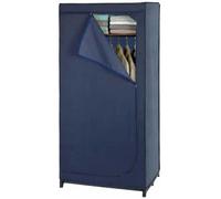 WENKO Armoire en tissu Business, penderie tissu, avec étagère de rangement et fermeture éclair, charge 10 kg, Polyester, Bleu
