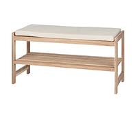 WENKO Banc à chaussures avec coussin de siège Acina, étagère à chaussures de qualité supérieure pour jusqu'à 4 paires de chaussures, en bois d'acacia naturel écologique et certifié FSC®, avec surface de siège, armoire à chaussures et banquette, 90 x 45 x 34 cm