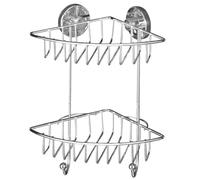 Wenko Étagère d'angle Bari 20888100 Vacuum-Loc 2 niveaux sans percer 22,5 cm chromé