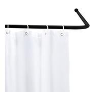 WENKO Barre de douche angle universelle – longueur adaptable, fixation sans perçage, Ø2 cm, noir