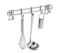 WENKO Barre de crédence Style avec 5 Crochets, Métal, Argent, 50x13,5x3,5 cm
