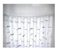 WENKO Barre de douche arrondie, télescopique, aluminium inox, 80x80 - 90x90 cm, ø2.5 cm, Blanc