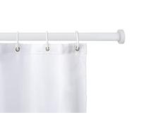 WENKO Barre de douche télescopique Luz | Barre de rideau de douche extensible avec adaptateur mural | Montage facile | Fixation sans perçage | Aluminium inoxydable | DIM : 28 mm x 70 - 115 cm | Blanc